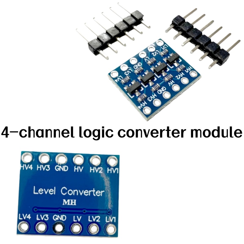 Level Shifter 3.3V - โมดูลแปลงสัญญาณลอจิก 4 ช่องแบบสองทิศทาง 3.3V-5V พร้อมหัวต่อ (ต้องบัดกรี)