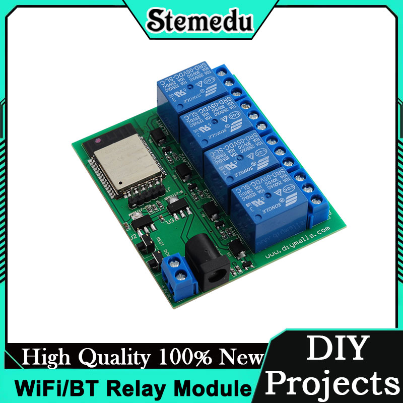 Iot Diy Home Automation - ESP32S โมดูลรีเลย์อินเตอร์เน็ตไร้สาย/บลูทูธ 4 ช่องพร้อมเสาอากาศในตัวสำหรับบ้านอัจฉริยะ IoT และระบบอัตโนมัติ