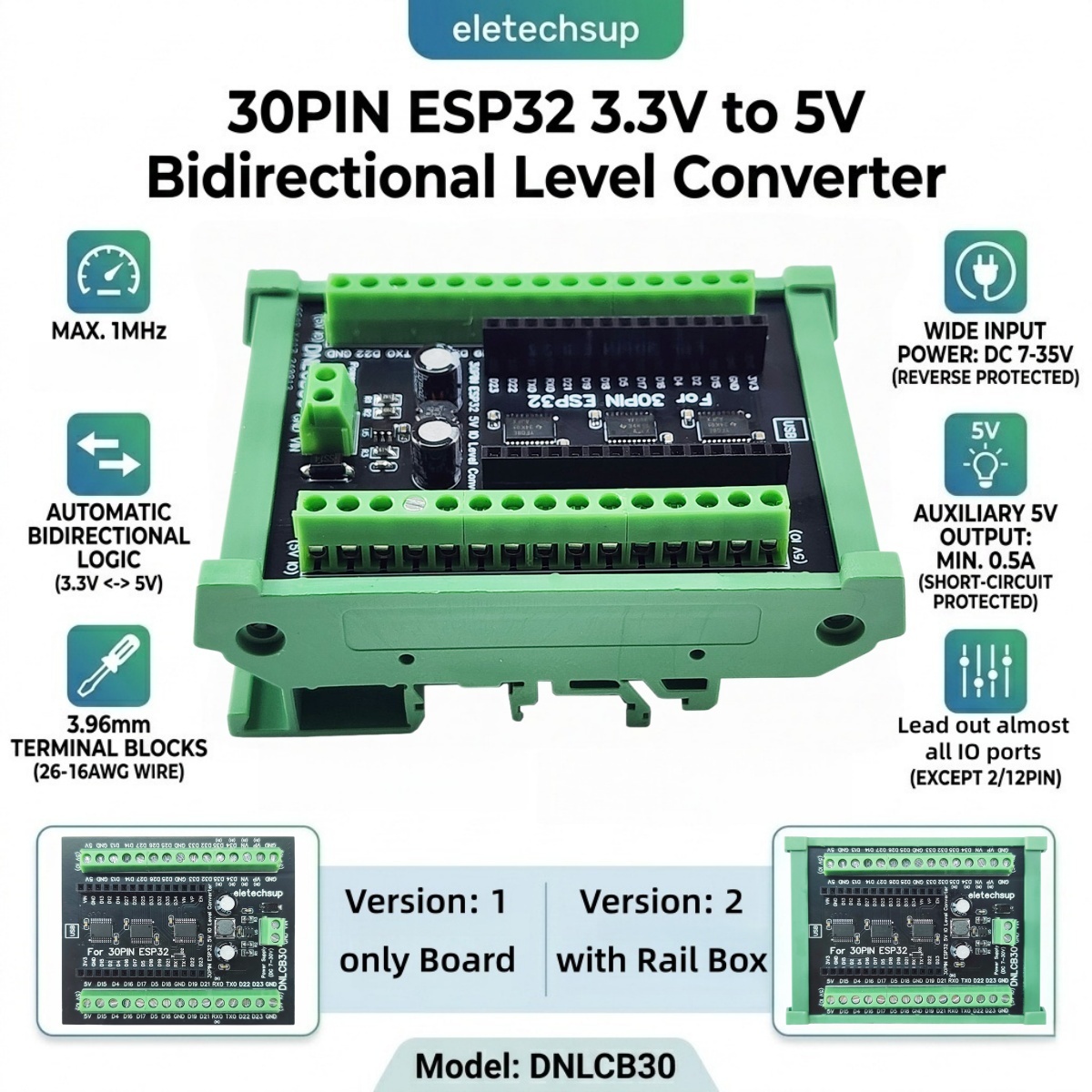 อะแดปเตอร์ราง DIN ESP32 30P, ต - Level Shifter 3.3V บทวิจารณ์และราคา